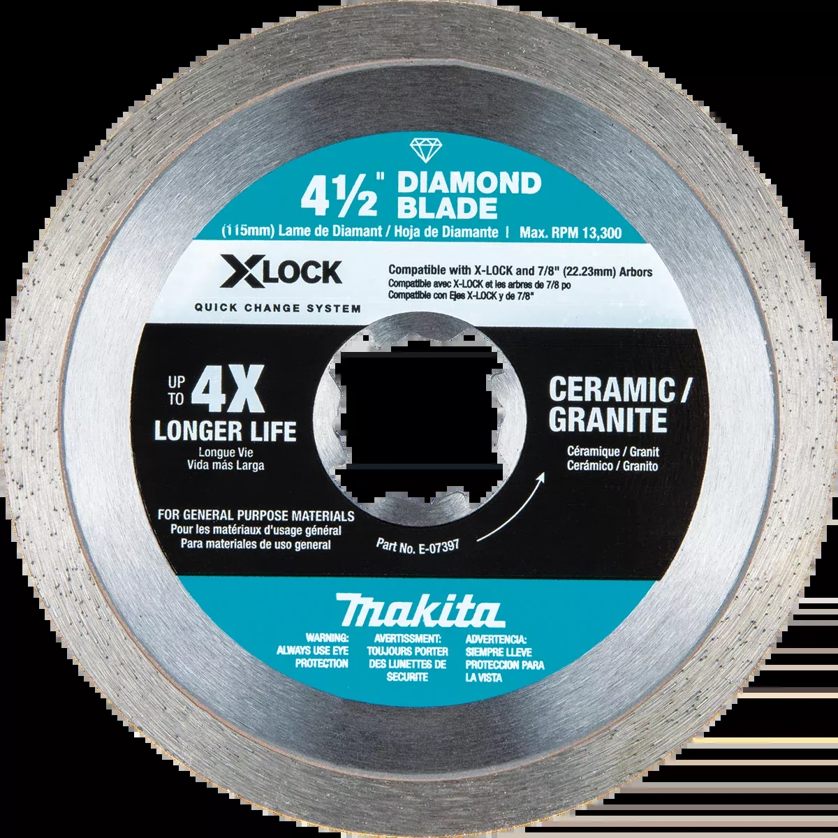 MAKITA X‑LOCK 4‑1/2" Continuous Rim Diamond Blade For Ceramic & Granite Cutting