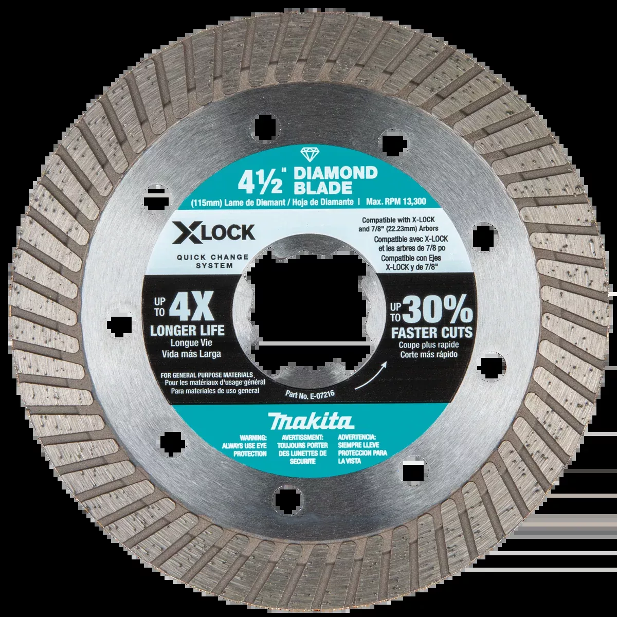 MAKITA X‑LOCK 4‑1/2" Turbo Rim Diamond Blade For Masonry Cutting
