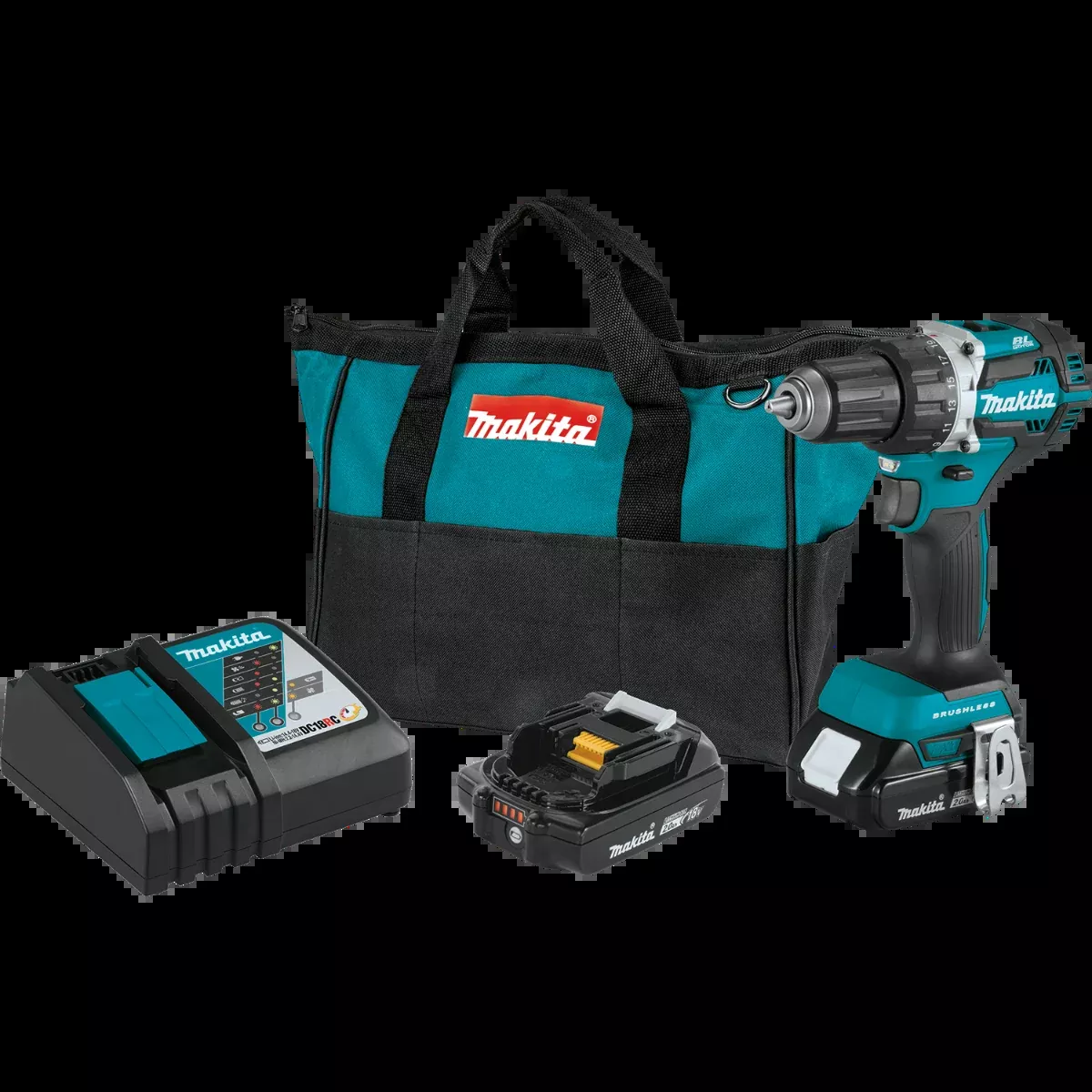 Makita XFD12R 18V LXT Lithium-Ion Compact Brushless Cordless 1/2" Driver-Drill Kit (2.0Ah)