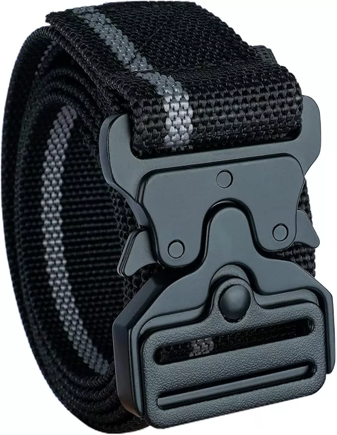 MELOTOUGH Quick Release Work Belt 1.5 Inch Web Work Tool Belt with Heavy Duty Metal Buckle for Tool Pouch, Construction, Electrical (Grey)