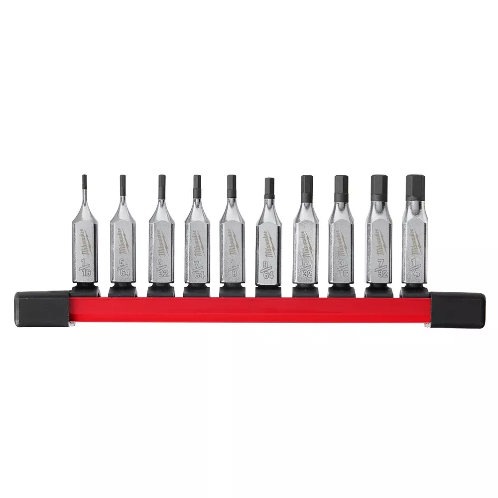 Milwaukee 10 Piece 1/4" Drive Hex Bit Socket Set - SAE 48-22-9540