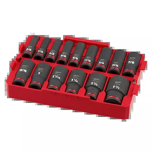 Milwaukee 15PC SHOCKWAVE™ Impact Duty Socket 1/2” Drive SAE TRAY Set