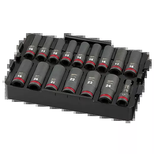 Milwaukee 16PC SHOCKWAVE™ Impact Duty Socket 1/2” Drive MM TRAY Set