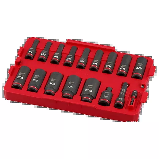 Milwaukee 17PC SHOCKWAVE™ Impact Duty Socket 3/8” Drive SAE TRAY Set