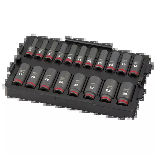 Milwaukee 19PC SHOCKWAVE™ Impact Duty Socket 3/8” Drive MM TRAY Set