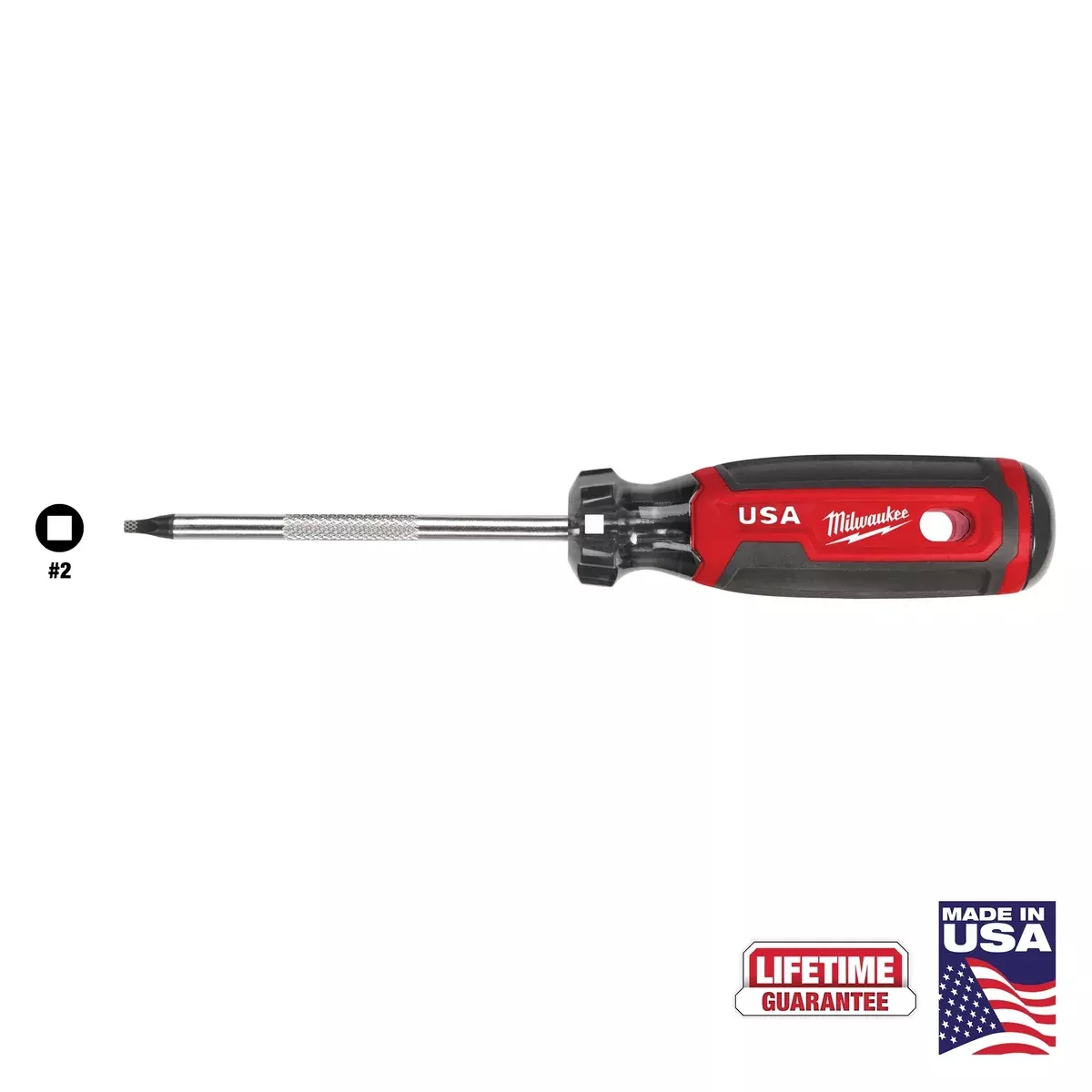 Milwaukee #2 Square 4" Cushion Grip Screwdriver (USA)