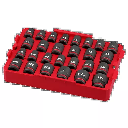 Milwaukee 27PC SHOCKWAVE™ Impact Duty Socket 1/2” Drive SAE TRAY Set