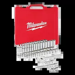 Milwaukee 48-22-9008 3/8 in. Drive SAE/Metric Ratchet and Socket Mechanics Tool Set (56-Piece)