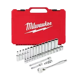 Milwaukee 48-22-9508 3/8 in. Drive Metric Ratchet and Socket Mechanics Tool Set (32-Piece)