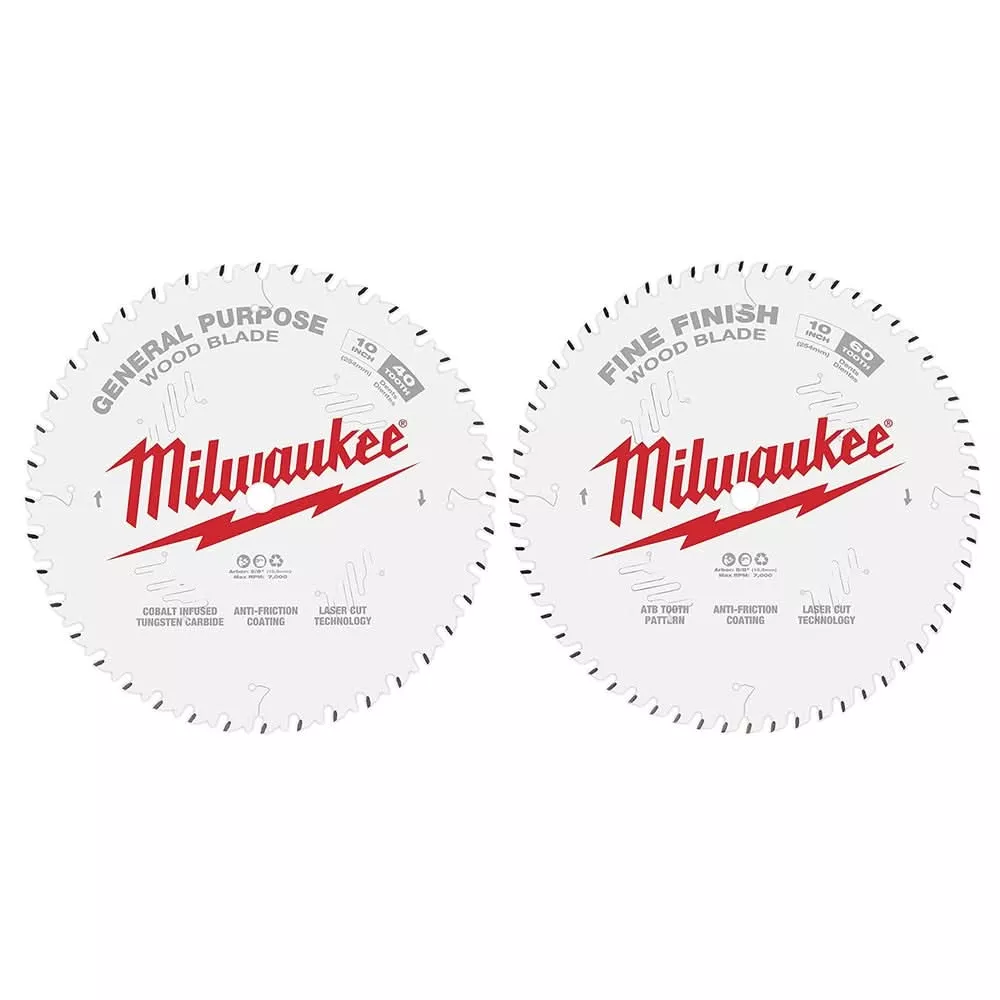 Milwaukee 48-40-1036 10 in. 40-Tooth + 60-Tooth Two-Pack Circular Saw Blades