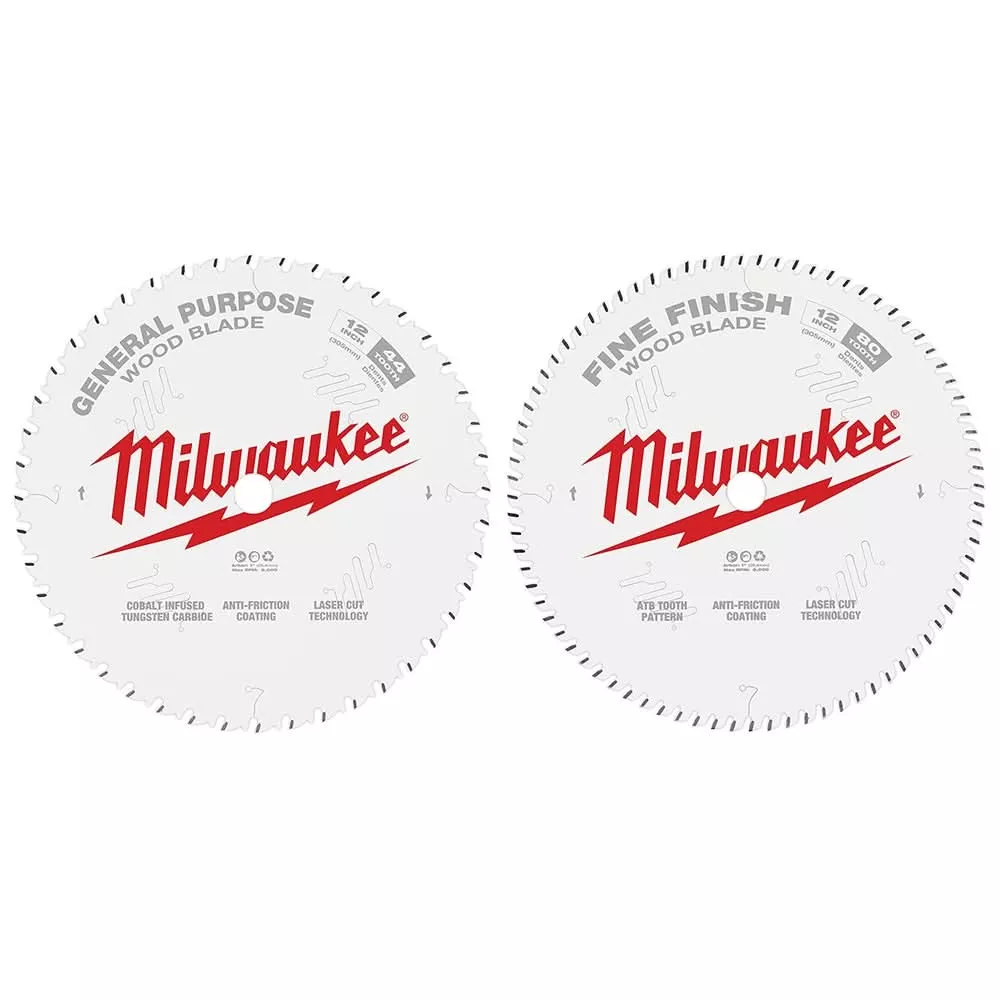 Milwaukee 48-40-1232 12 in. 44-Tooth + 80-Tooth Two-Pack Circular Saw Blade