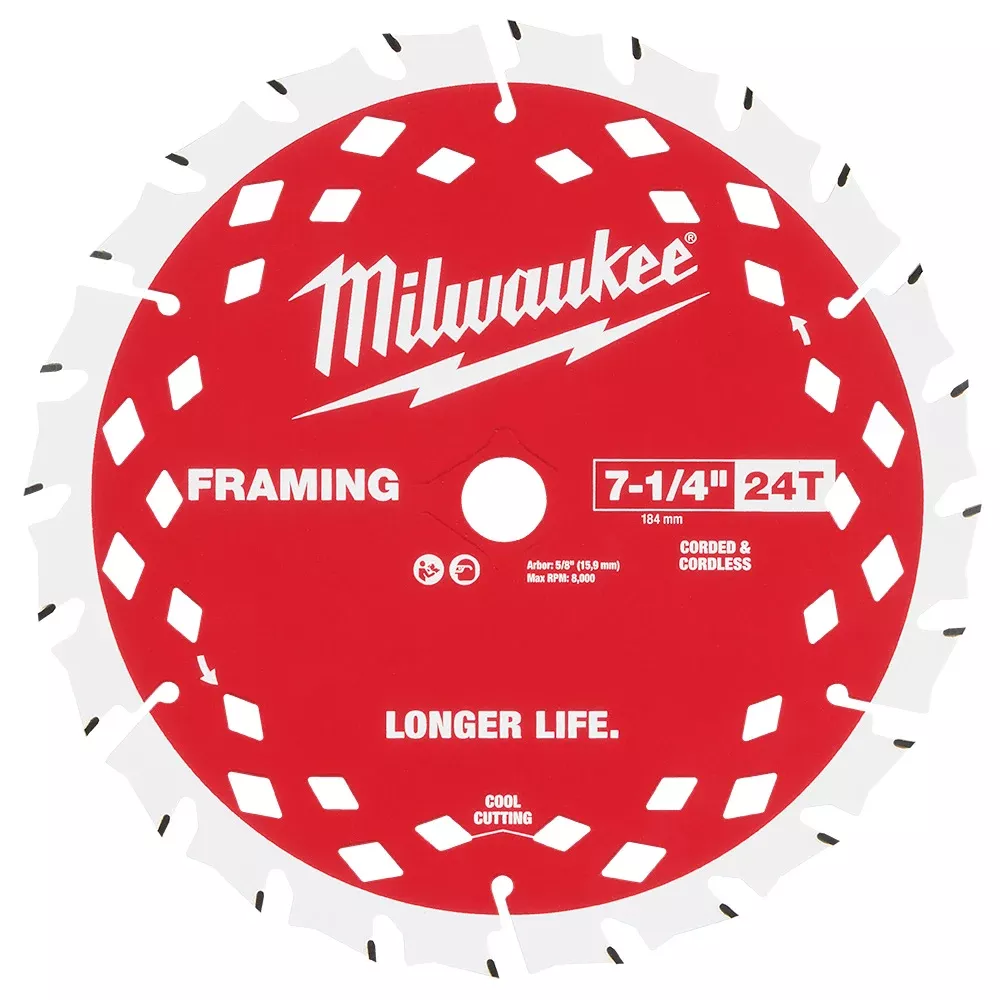 Milwaukee 7-1/4" 24T Framing Circular Saw Blade - 2PK 48-40-0722