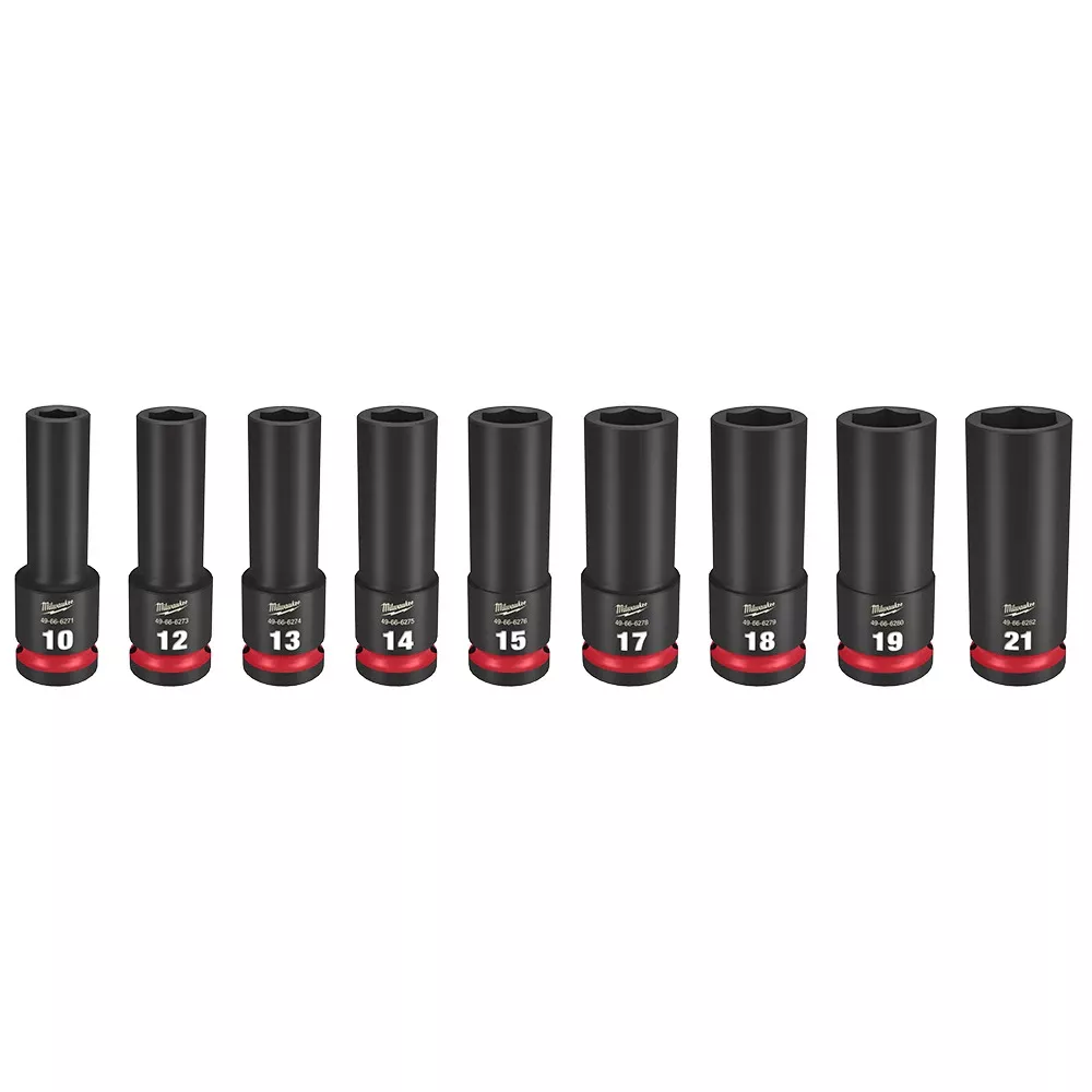 Milwaukee 9 Piece SHOCKWAVE Impact Duty 1/2" Drive Metric Deep 6 Point Socket Set 49-66-7032