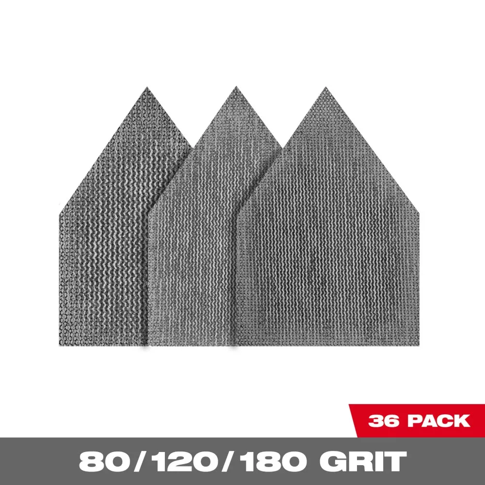 Milwaukee Assorted 80, 120 & 180 Mesh Sanding Sheets for M12 FUEL Orbital Detail Sander 36pk 48-80-5406