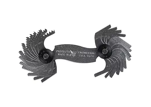 PEC Tools Screw Pitch Gage, 0.25-2.5 mm, 28 Blades/2 Groups, Clearly Marked Scales, Suitable for Various Applications, Made in USA