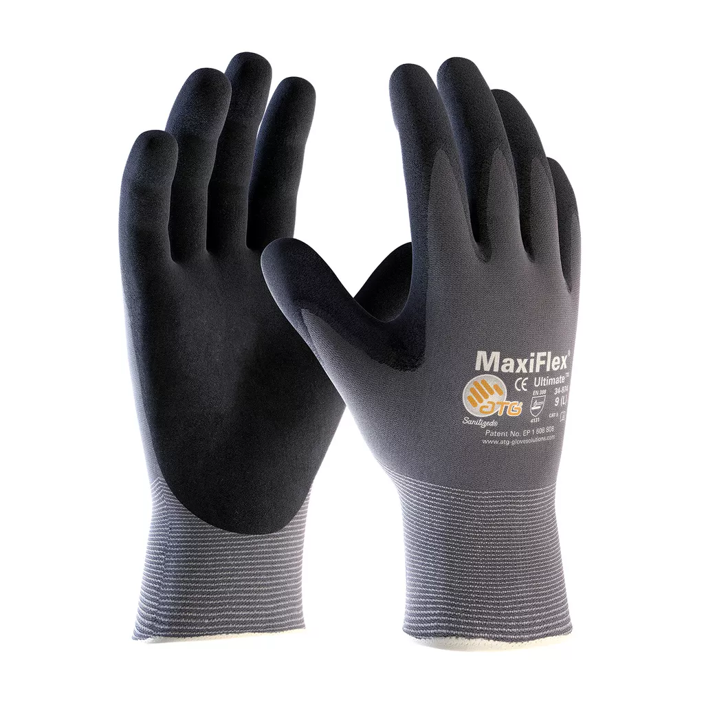 PIP Safety / West Chester Seamless Knit Nylon / Elastane Glove with Nitrile Coated MicroFoam Grip on Palm & Fingers - Touchscreen Compatible, Gray, M, 12 Pair 34-874/M