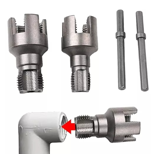 PVC Pipe Threading Tool Kit, 1/2 and 3/4 inch Dies, Internal and External Threader Set, 2-Piece