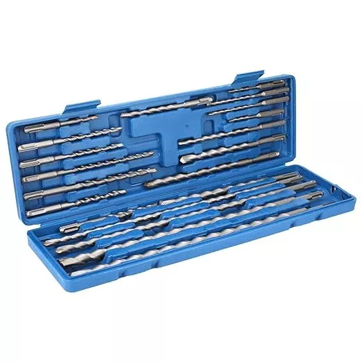 Rotary Hammer SDS Plus Drill Bits & Chisels Set- 20Pcs Concrete Masonry SDS Plus Drill Bits with Portable Plastic Box- SDS Plus Shank Fits Rotary Hammer
