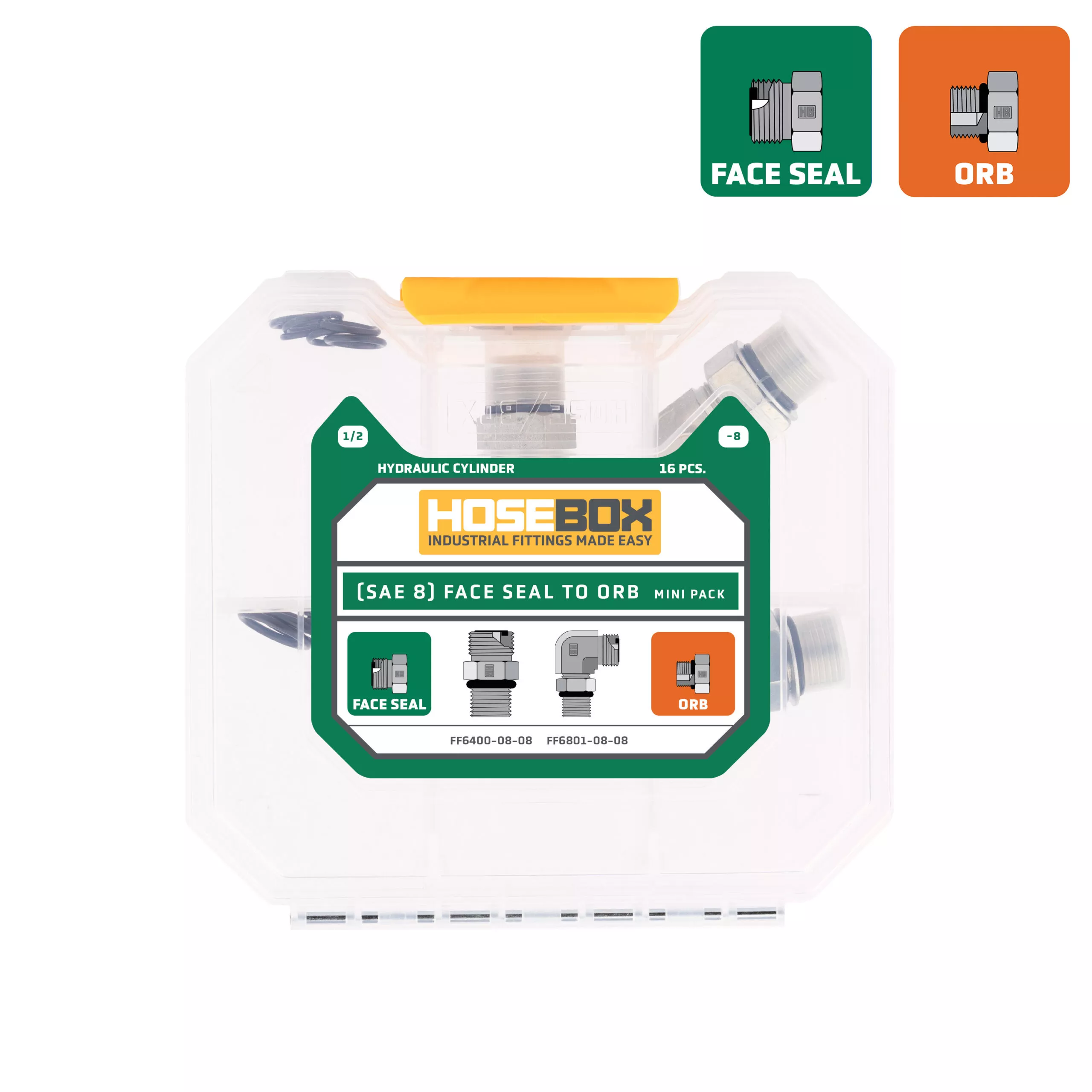 (SAE 8) Face seal to ORB Hydraulic Cylinder Mini Fittings Pack
