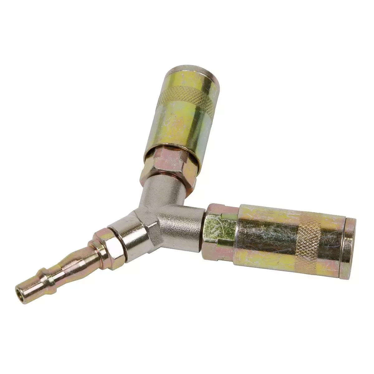 Sealey 1/4" BSP Twin Quick Coupler Y Adaptor Air Line Fitting Connector Splitter