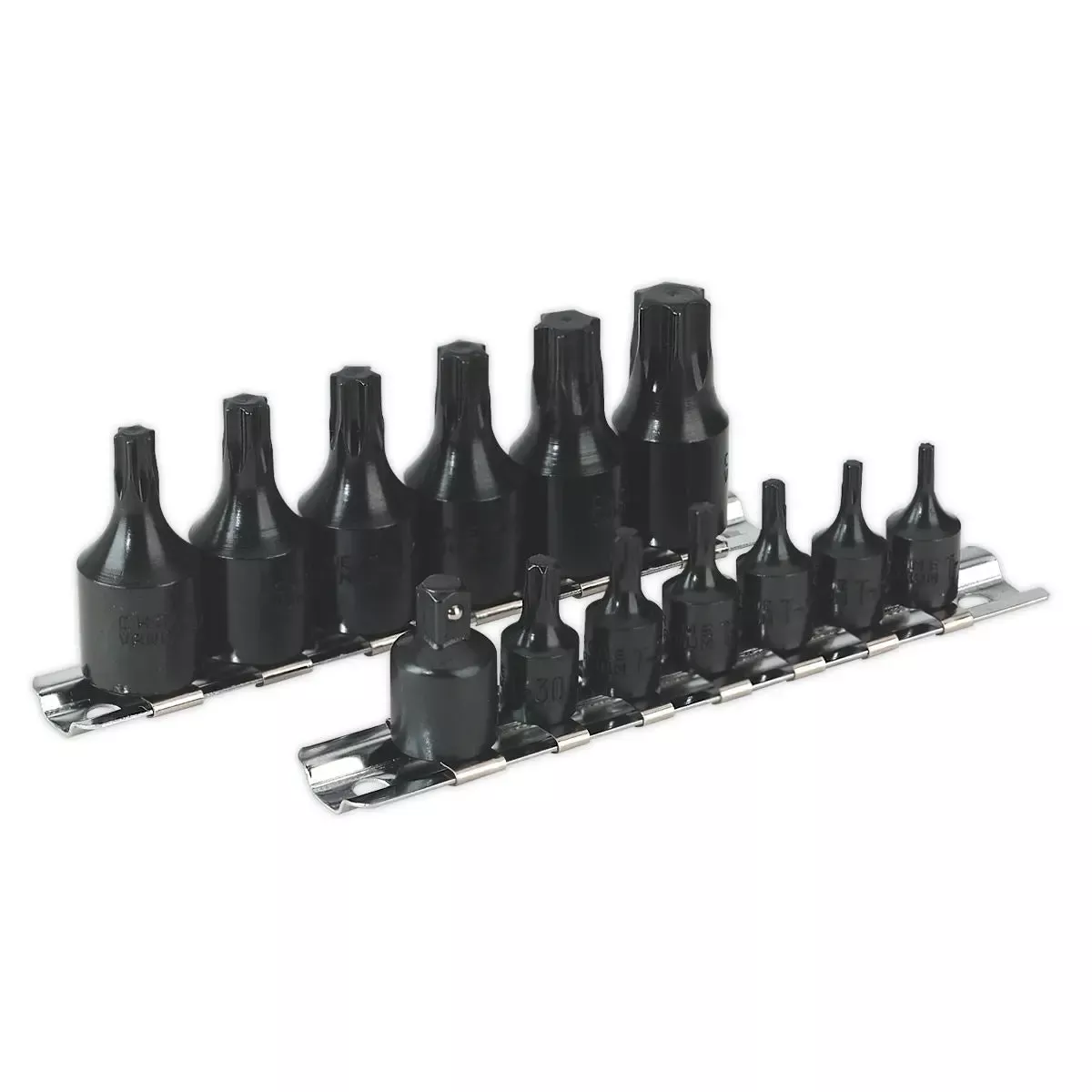 Sealey 13 Piece 1/4" & 3/8" Drive Trx-Star Socket Set T10-T60 One Piece Rail