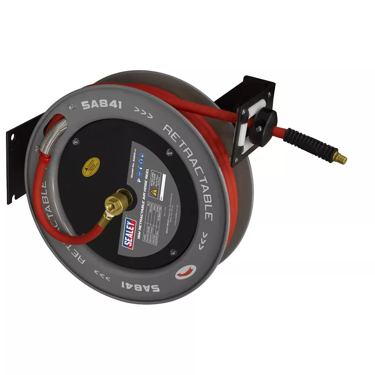Sealey 15m Retractable Rubber Air Hose with Steel Reel 10mm ID