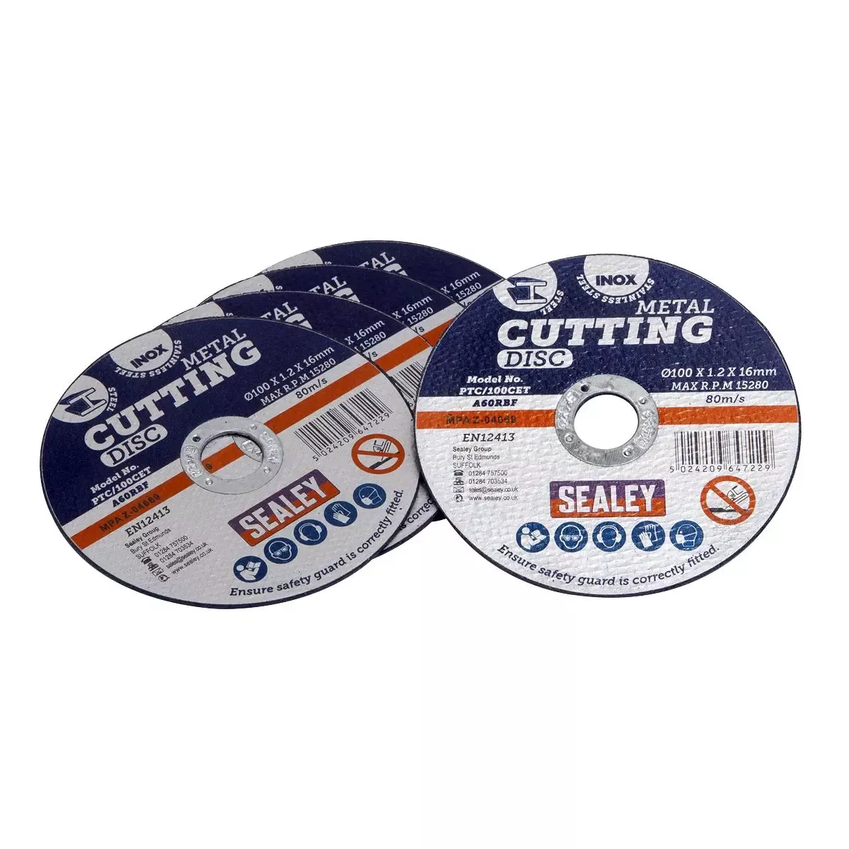Sealey 5 Pack 100mm x 1.2mm Cutting Disc 16mm Bore