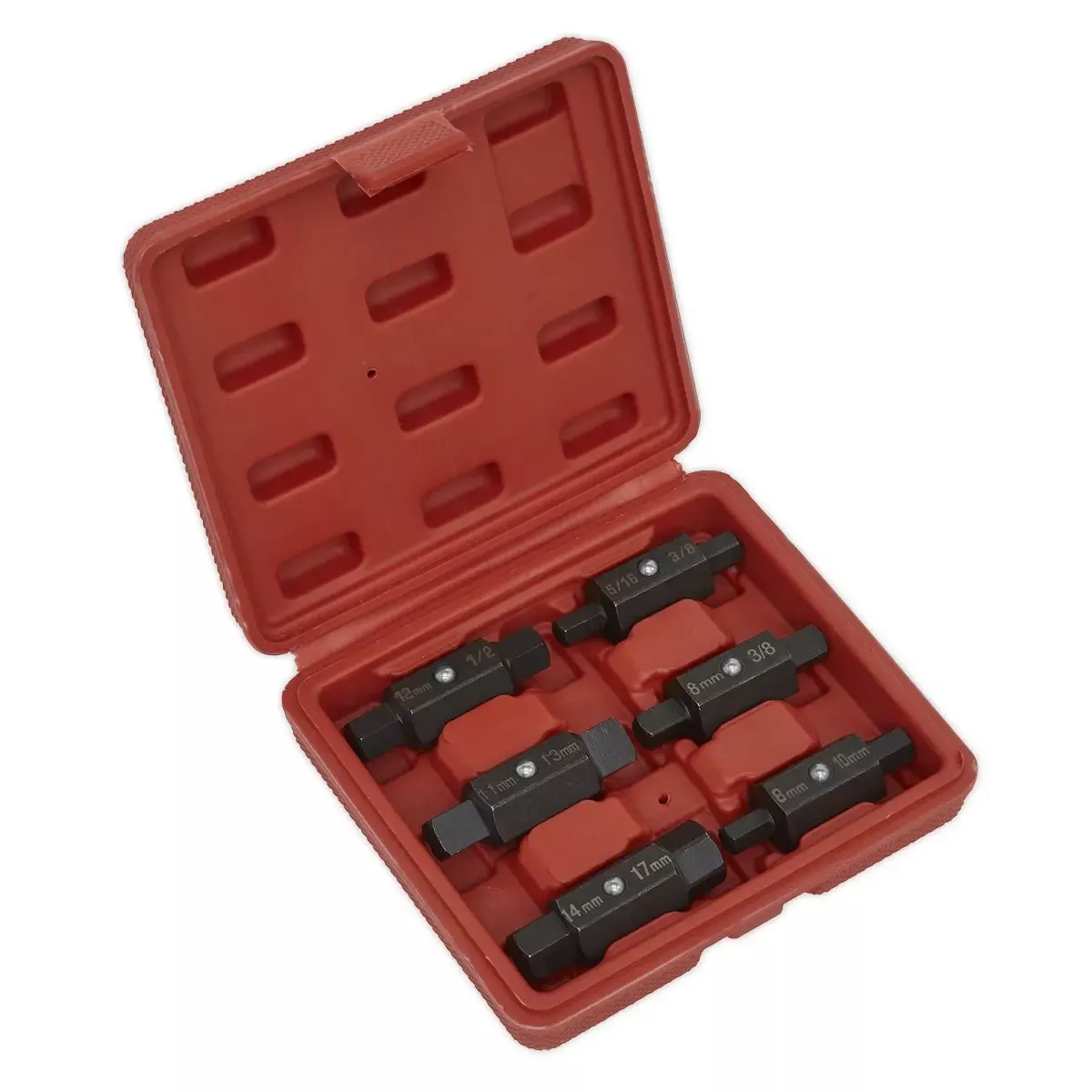 Sealey Oil Drain Plug Key Set 6 Piece Double End in Storage Case