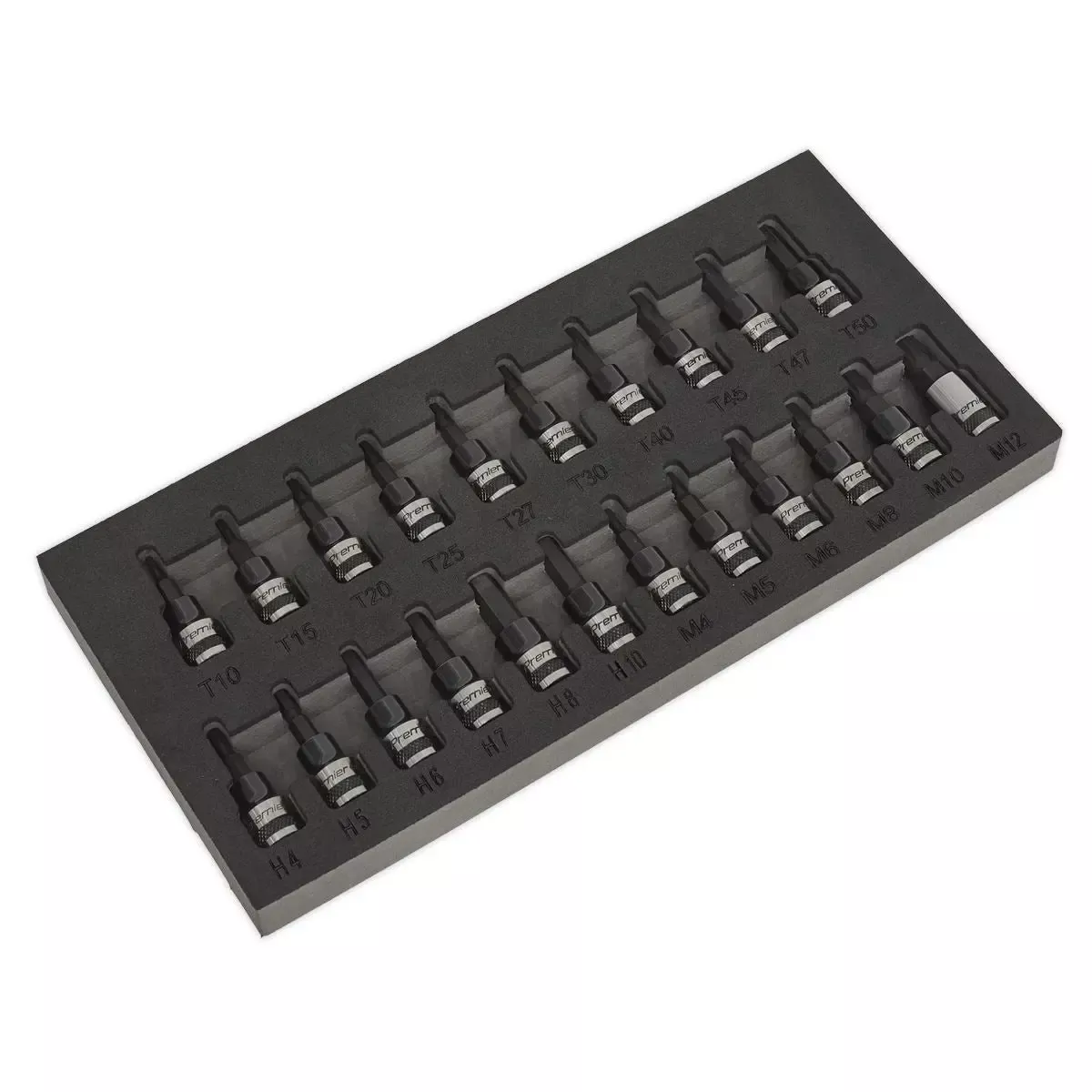 Sealey Premier Black 22 Piece 3/8" Drive Trx-Star Hex Spline Socket Bit Set
