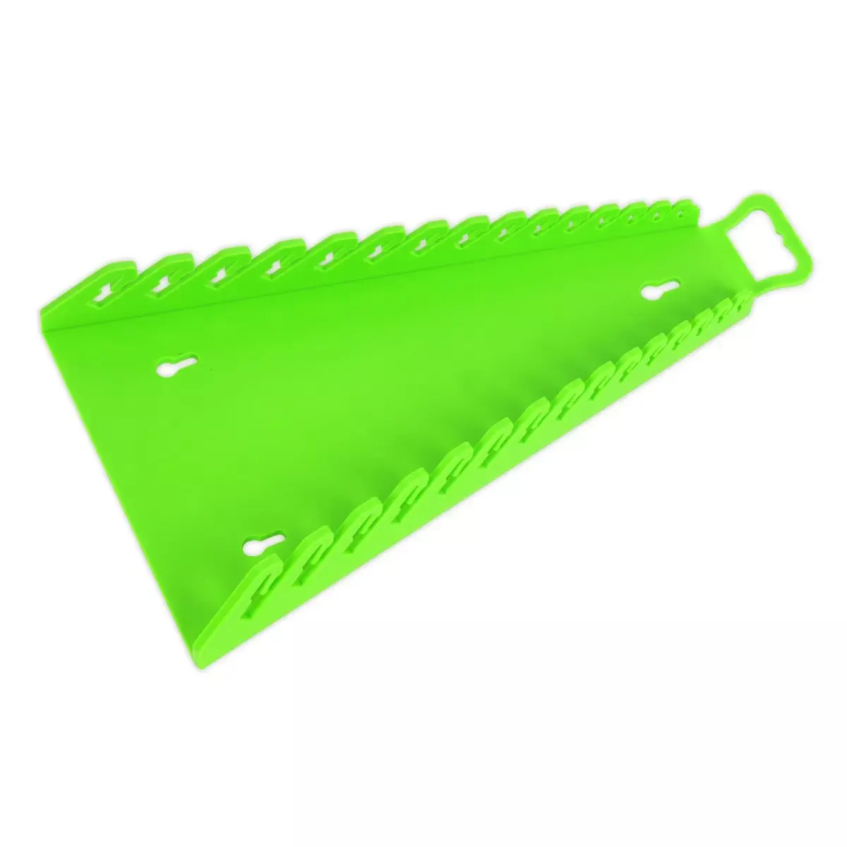 Sealey Premier High Visibility Green Reverse Spanner Rack 15 Capacity Hanging Toolbox