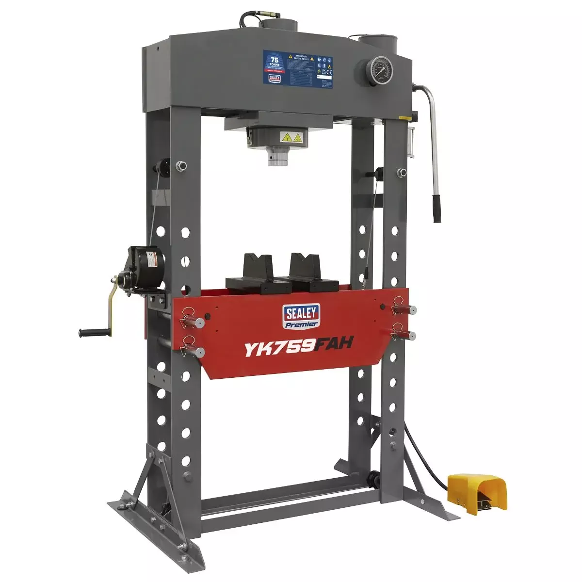 Sealey Premier Premier Air/Hydraulic Floor Type Press with Foot Pedal 75 Tonne