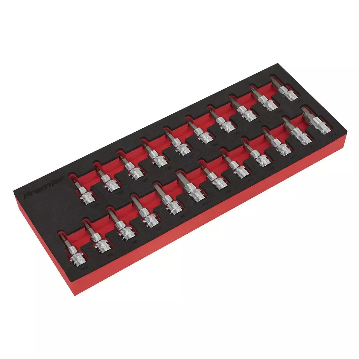Sealey Premier Trx-Star Hex Spline Socket Bit Set in EVA Tray 22 Piece 3/8" Drive