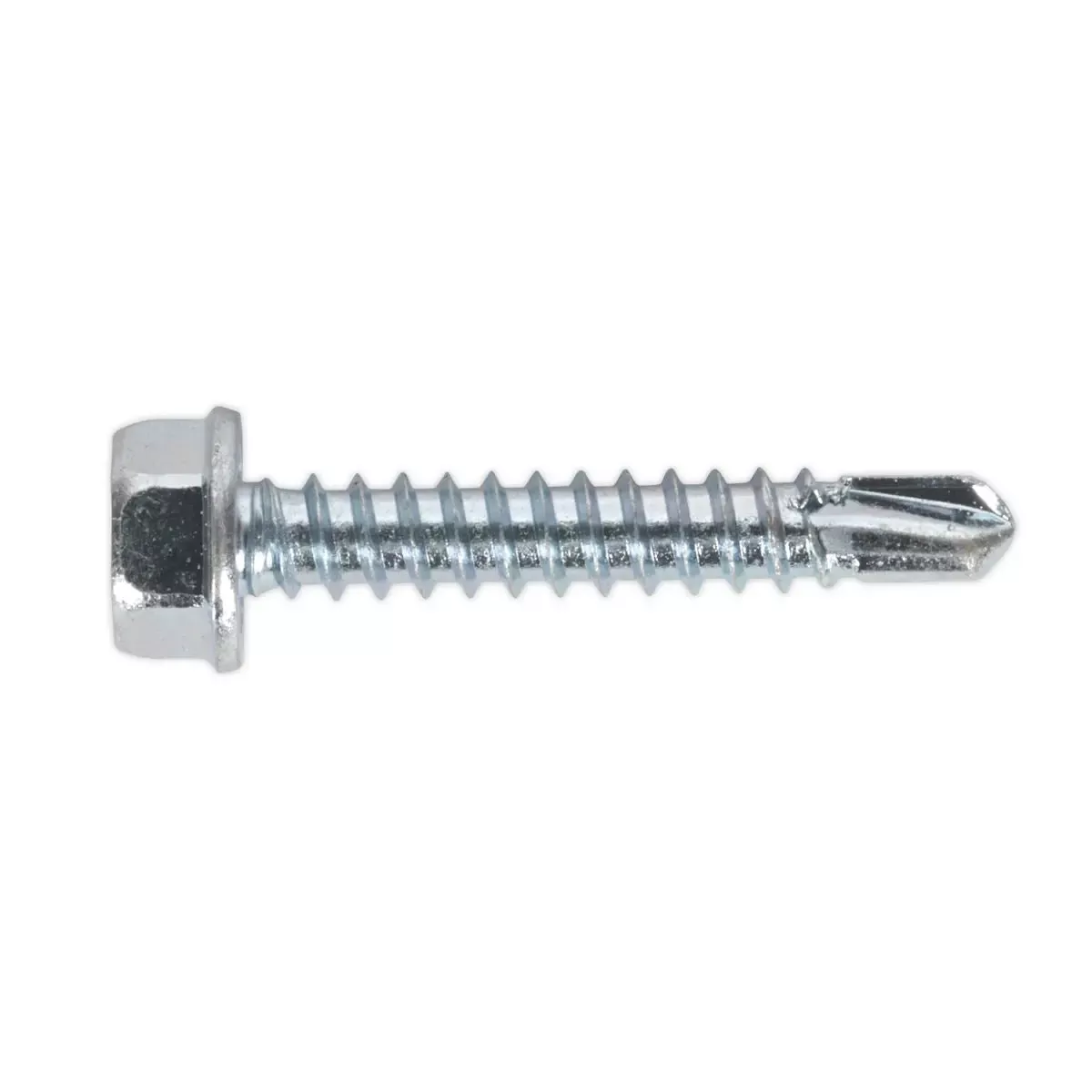 Sealey Self-Drilling Screw 4.2 x 25mm Hex Head Zinc Pack of 100