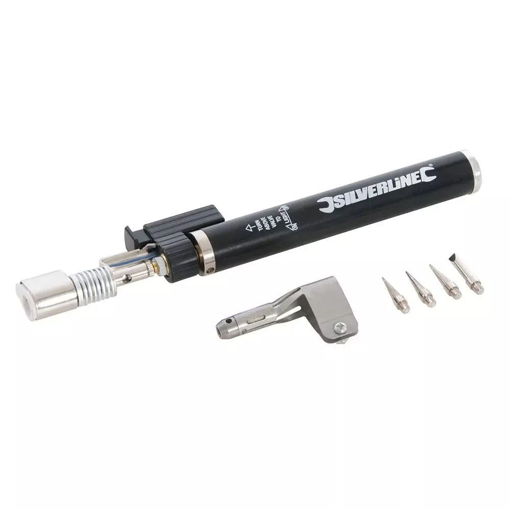 Silverline 195mm Gas Soldering Iron Pen Heat Control Lighter Fuel