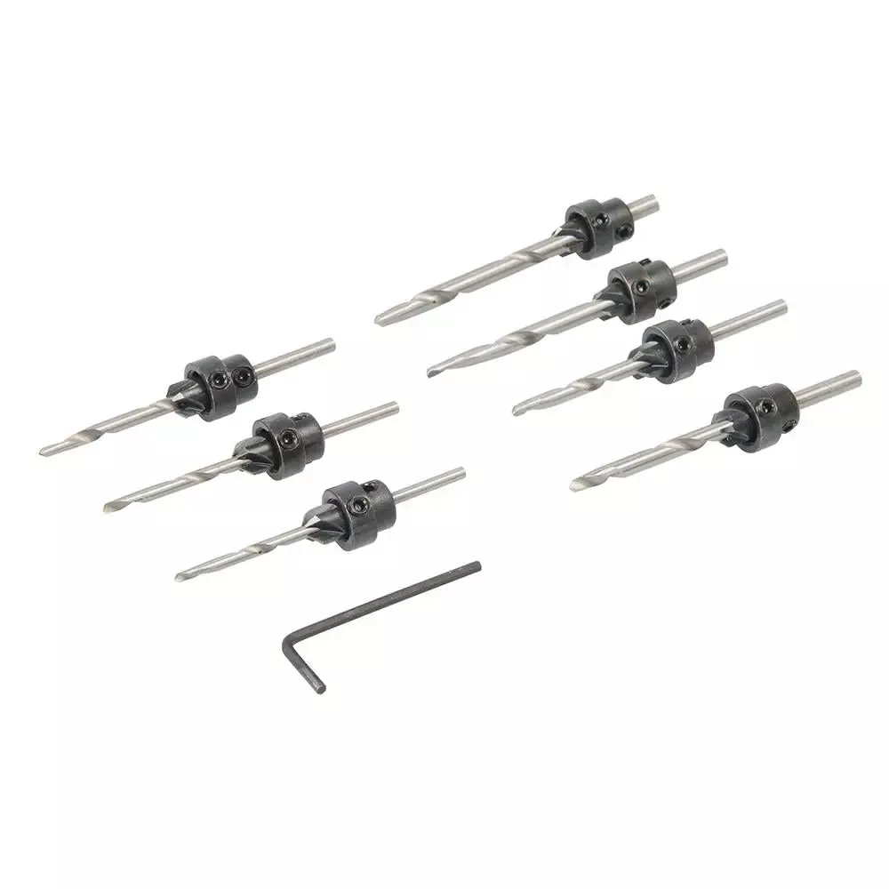 Silverline 7 Piece Drill & Countersink Set 3.2-5.5mm HCS Drill Wood Bit 3-6mm
