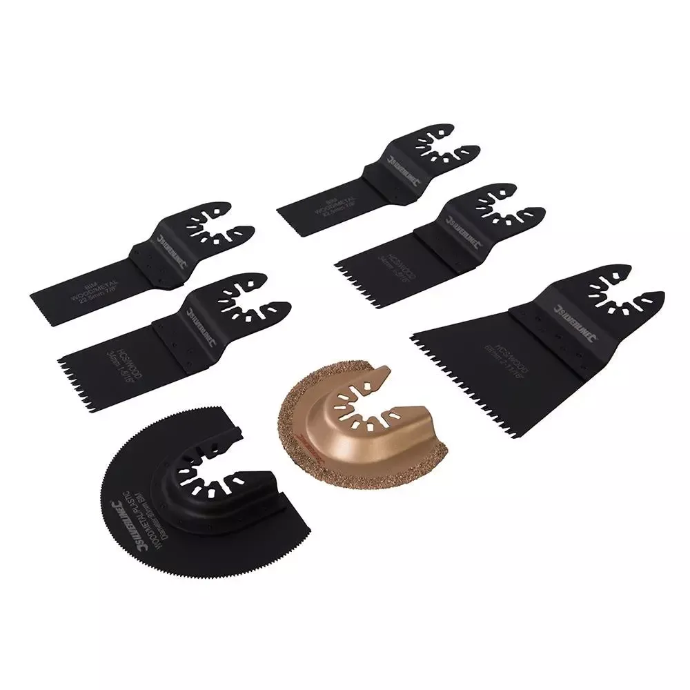 Silverline 7 Piece Multi Tool Cutting Set Wood Metal Plastic Tile HCS Blade Tungsten
