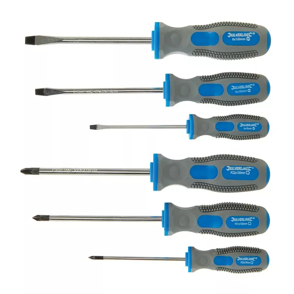 Silverline Assorted Screwdriver Set Slotted Phillips 6 Piece General Purpose