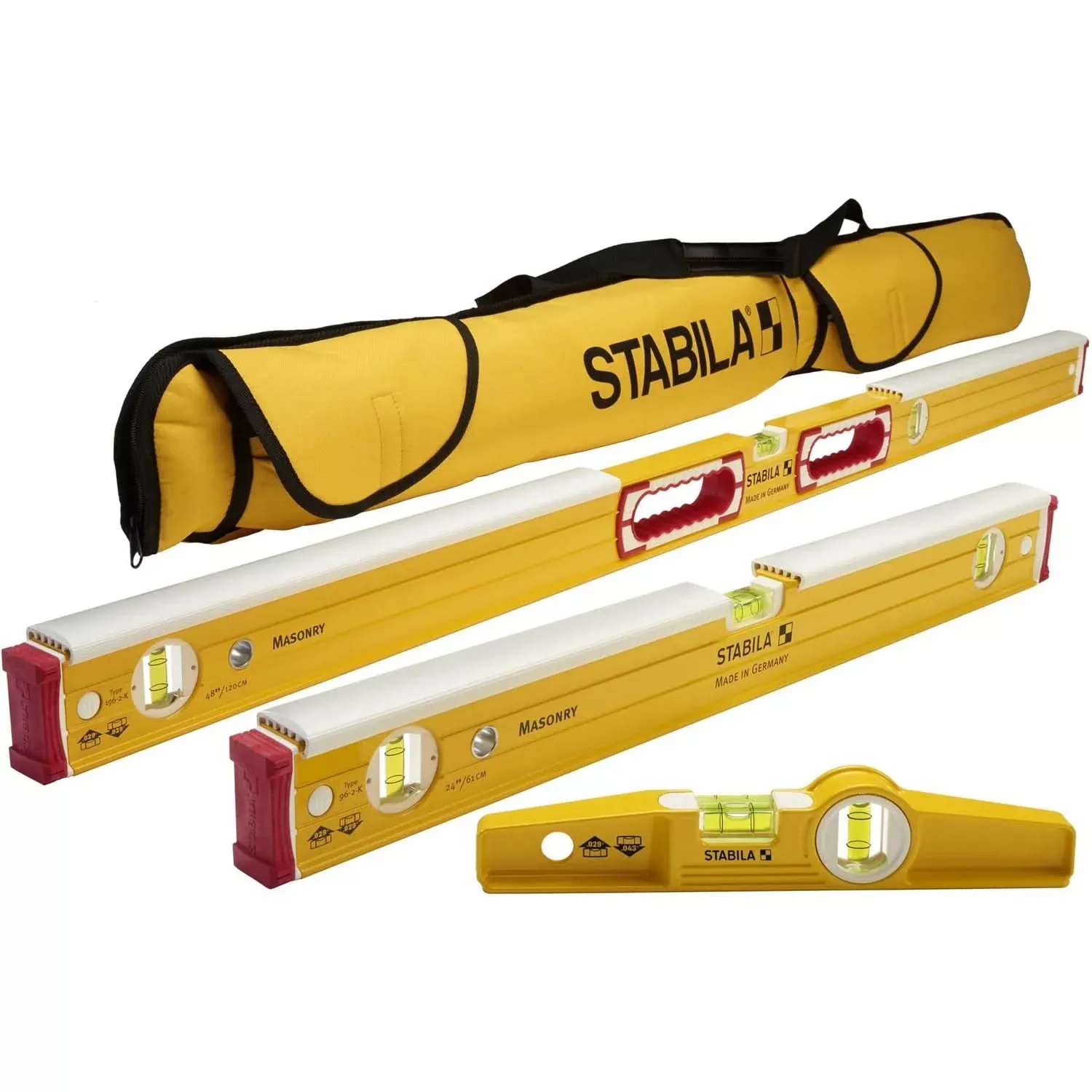 Stabila 48296 Masonry 3-Piece Magnetic Spirit Level Set Type 196 2-Piece K