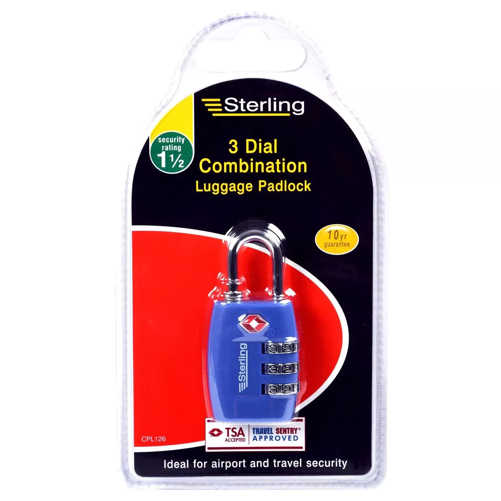 Sterling 3 Dial Combination Luggage Padlock TSA Accepted