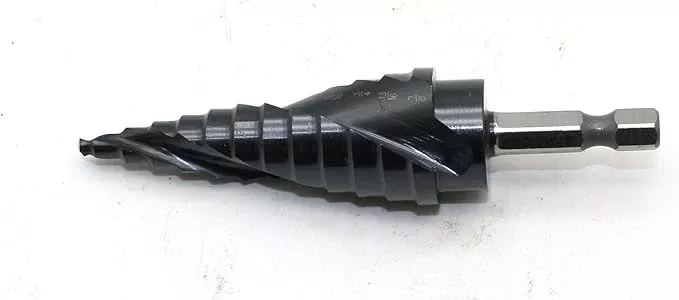 TEMO Black AITiN Coated M35 Cobalt Smooth Step Drill Spiral Flute, 12 Size from 3/16 Inch to 7/8 Inch, 1/4 Inch Hex Shank