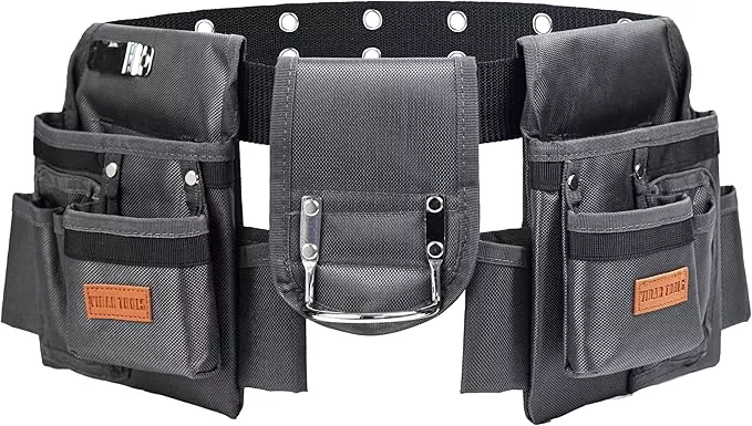 Tool Belt,12 Pockets Tool Belts for Men, Heavy Duty Carpenter/Construction/DIY'er/Electrician .Double layer thickened polyester fiber with waterproof coating.