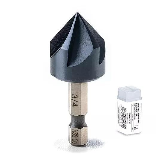 toolant 3/4" Noir-Ti Cobalt Countersink Drill Bit(Pro), Titanium Aluminum Nitride Coated with Quick Change Hex Shank