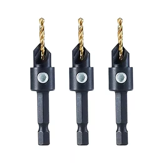 toolant 3pack#6 Silence Countersink Drill Bits Set for US Wood Screw, High-Speed Steel Counter Sink Drill Bit in One Step