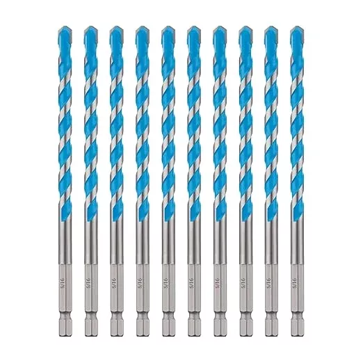 toolant 5/16" Concrete Drill Bit Set & Masonry Drill Bit Set, Shockproof Hex Shank Hammer Drill Bit Set for Glass/Brick/Plastic/Cement/Tile, Industrial Strength Carbide Drill Bit Tip 1/4" Box of 10