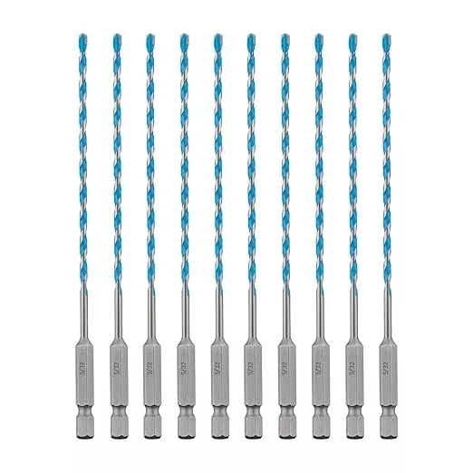toolant 5/32" Concrete Drill Bit Set & Masonry Drill Bit Set, Shockproof Hex Shank Hammer Drill Bit Set for Glass/Brick/Plastic/Cement/Tile, Industrial Strength Carbide Drill Bit Tip 1/4" Box of 10