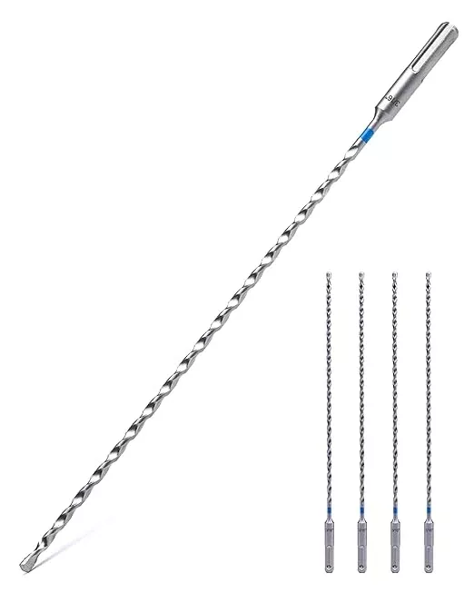 toolant SDS Plus Rotary Hammer Drill Bits Set for 3/16" x12inch 4pcs,Carbide Tipped 2-Cutter for Concrete,Masonry and Brick