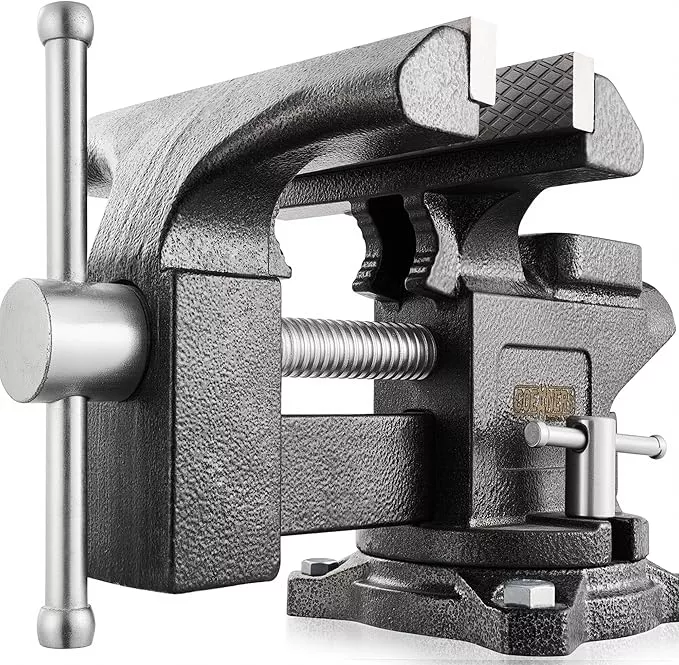 [Upgraded] Bench Vise 6” - Table Vice For Workbench, Utility Vise with Heavy Duty Cast Iron, Multi-Jaw, 270 Degree Swivel Base, Larger Anvil, Easy Adjustment for Woodworking, Workshop DIY Uses