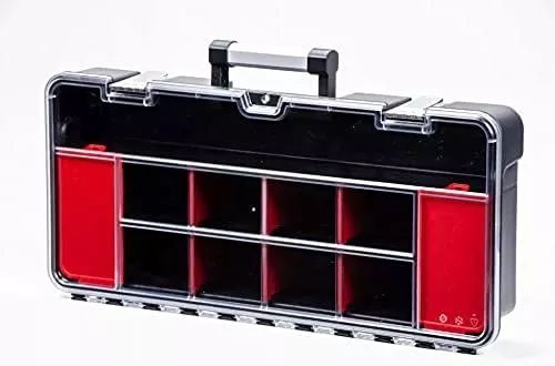Vertical Parts Organizer Box – Deep Storage Container with 14 Compartments & 6 Removable Dividers – Heavy-Duty Shelf Unit for Hardware, Plumbing, Electrical, or Craft Supplies