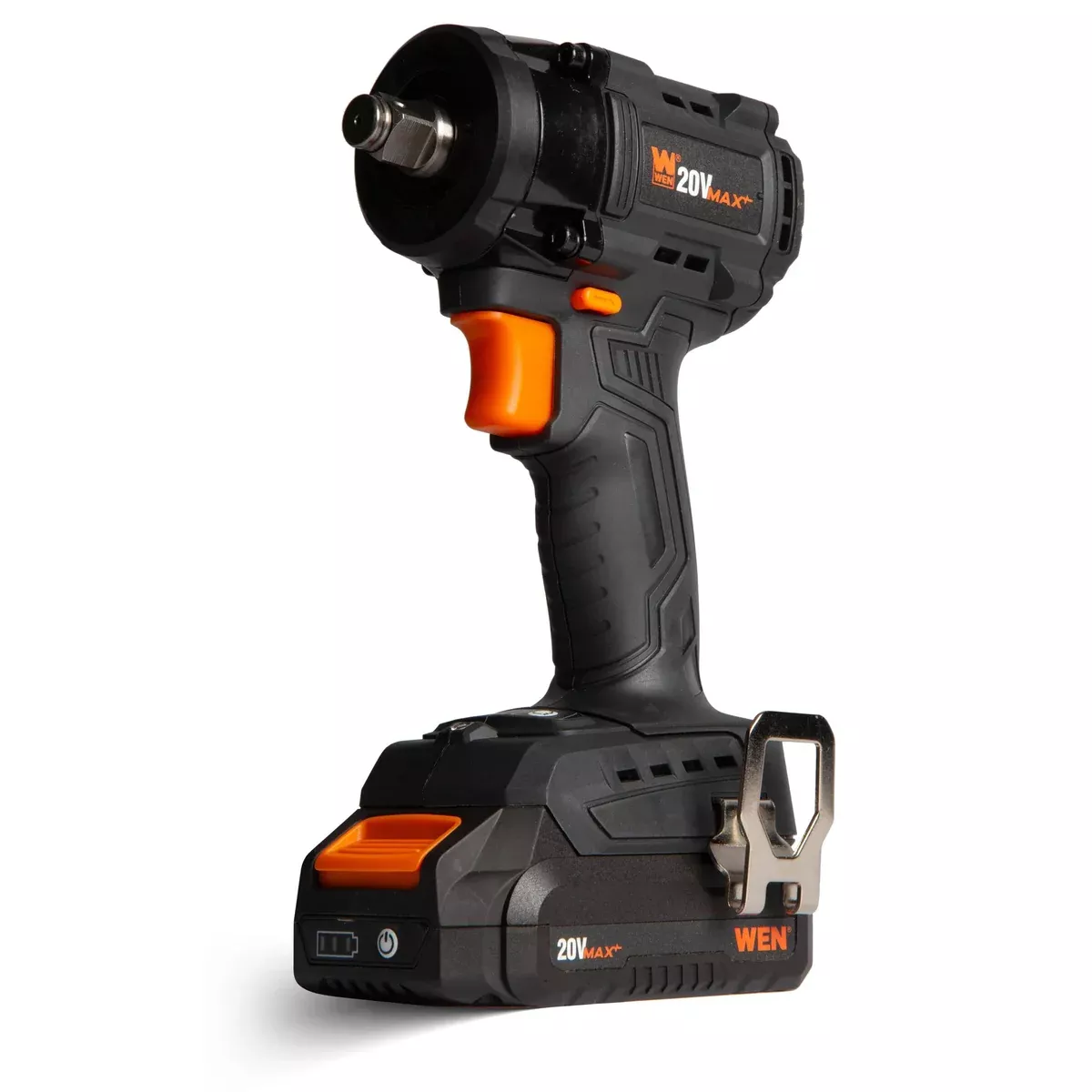 WEN 20108 20V Max Brushless Cordless Compact 1/2-Inch Impact Wrench with SmartStop, 2.0 Ah Lithium-Ion Battery and Charger