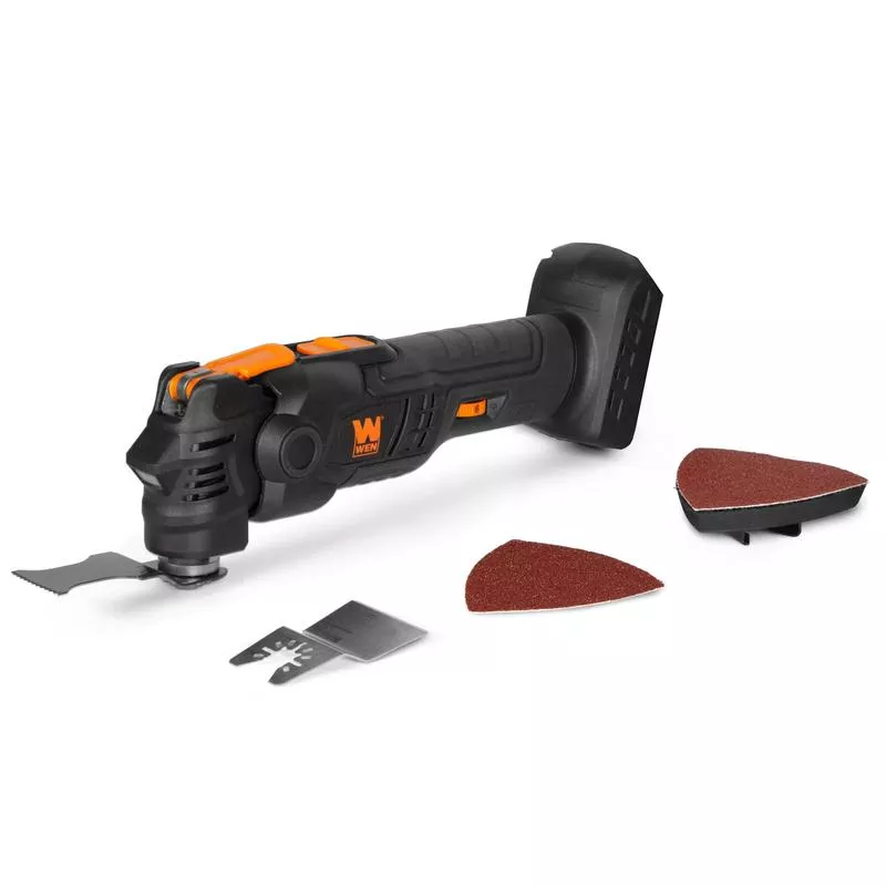 WEN 20936BT 20V Max Cordless Brushless Variable Speed Multi-Function Oscillating Tool with Anti-Vibration System and Accessories (Tool Only - Battery Not Included)